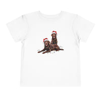 Load image into Gallery viewer, Christmas Chocolate Labrador Toddler Shirt, Lab Tee for Toddlers, Christmas Lights Dog Tee, Christmas Dog, Gift for Dog Lover, Chocolate Lab
