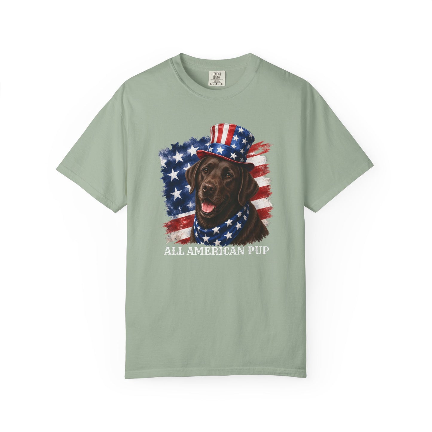 Patriotic Chocolate Lab All American Pup Shirt