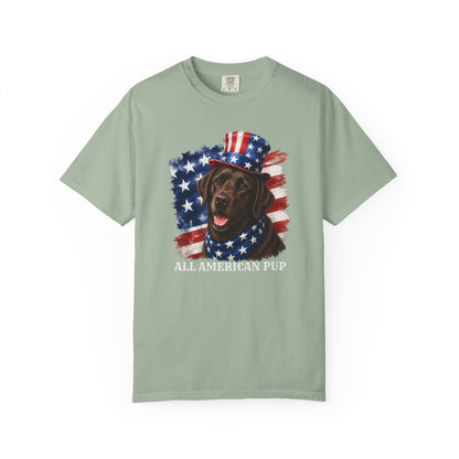 Patriotic Chocolate Lab All American Pup Shirt