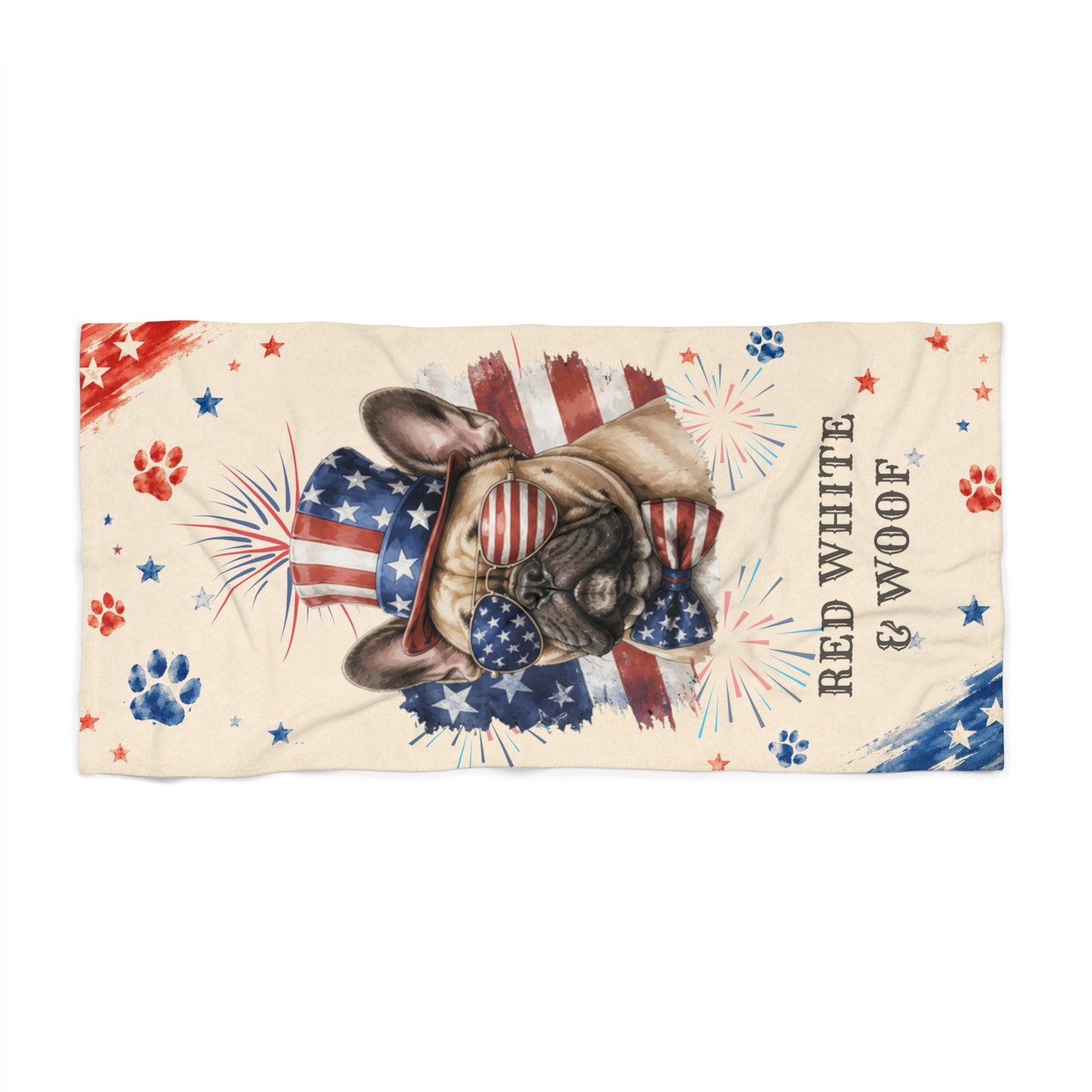 French Bulldog Patriotic Beach Towel