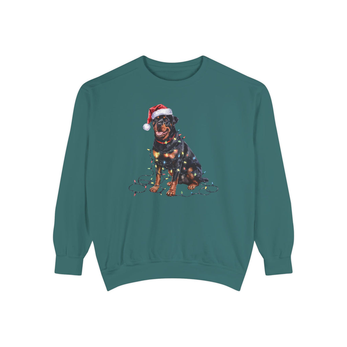 Christmas Rottweiler Sweatshirt, Christmas Lights Dog