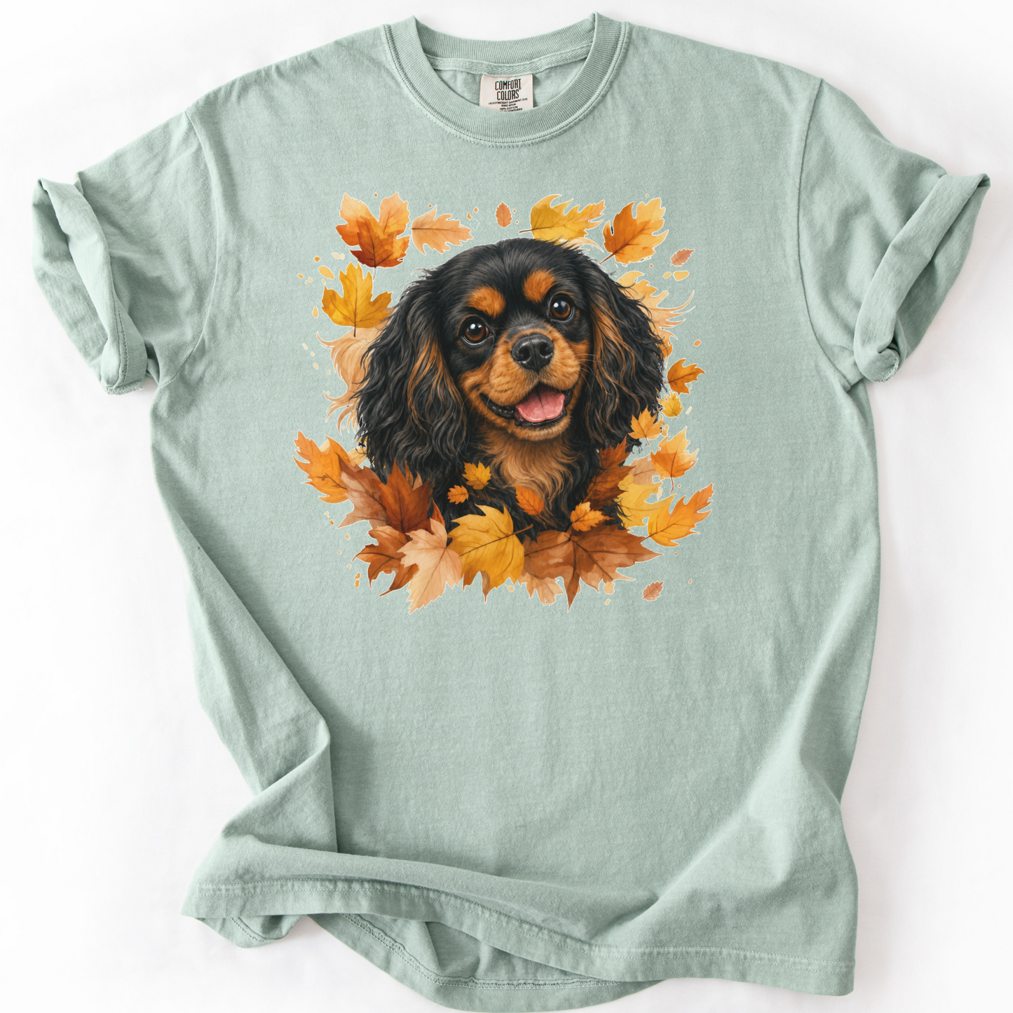 Black and Tan Cavalier Fall Shirt, Autumn Dog Mom Comfort Colors Tee