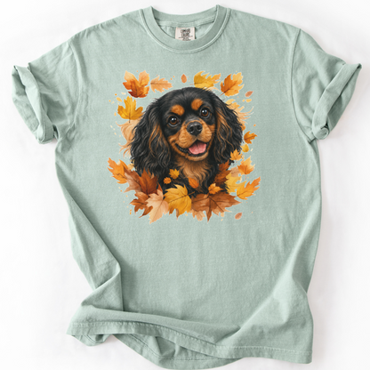 Black and Tan Cavalier Fall Shirt, Autumn Dog Mom Comfort Colors Tee
