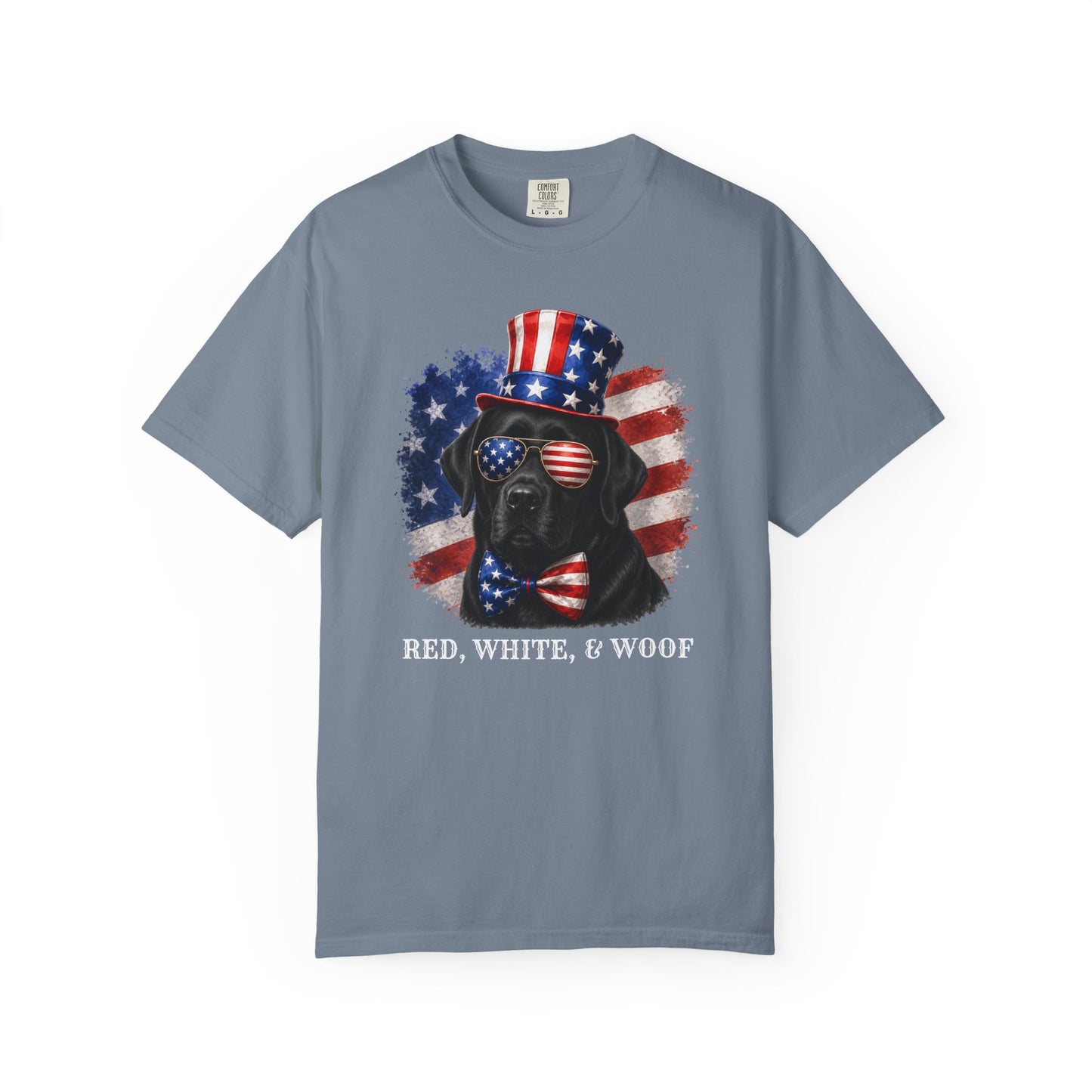 Patriotic Black Lab Red White & Woof Shirt