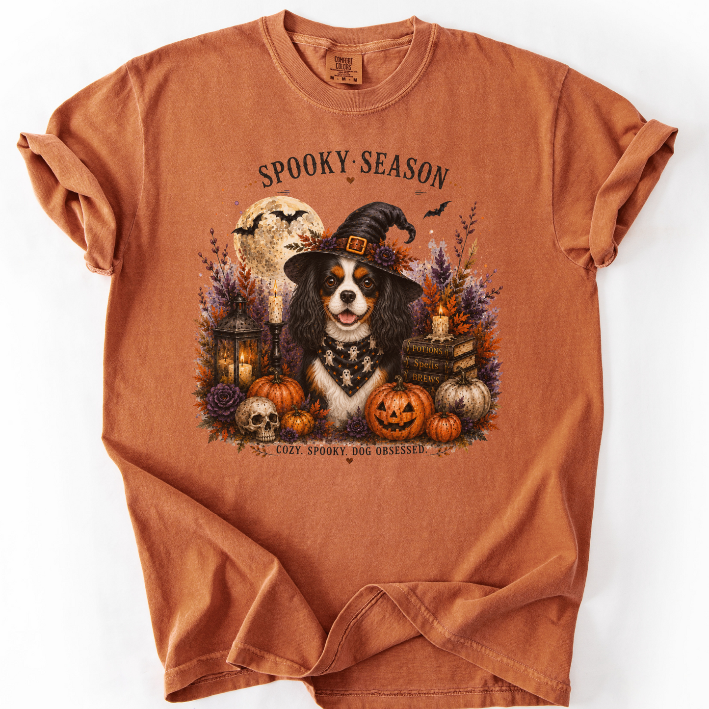 Tricolor Cavalier Spooky Season Dog Mom Halloween Shirt