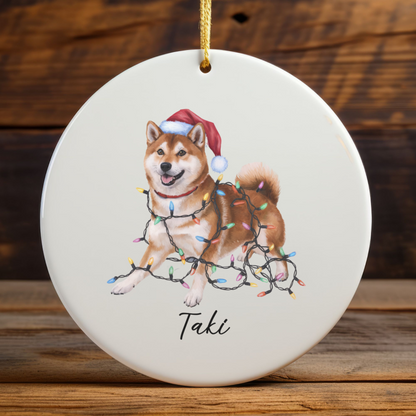 Personalized Red Shiba Inu Ornament, Custom Pet Lover Gift
