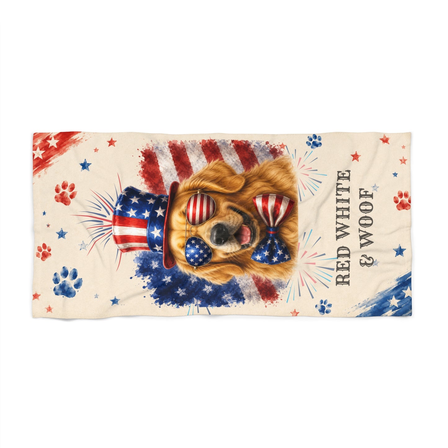 Golden Retriever Patriotic Beach Towel