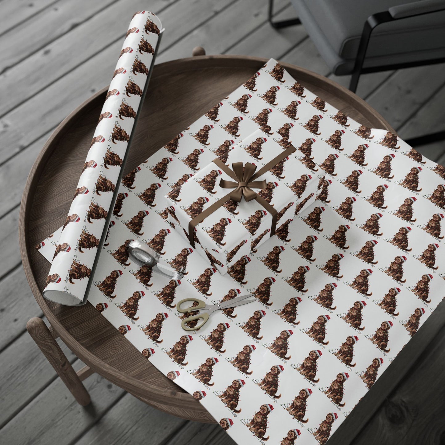 Portuguese Water Dog Christmas Lights Wrapping Paper