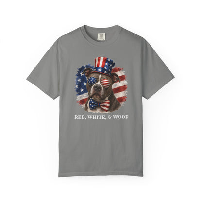 Patriotic Pitbull Red White & Woof Shirt
