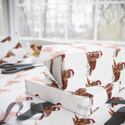 Ruby Cavalier King Charles Spaniel Christmas Lights Wrapping Paper