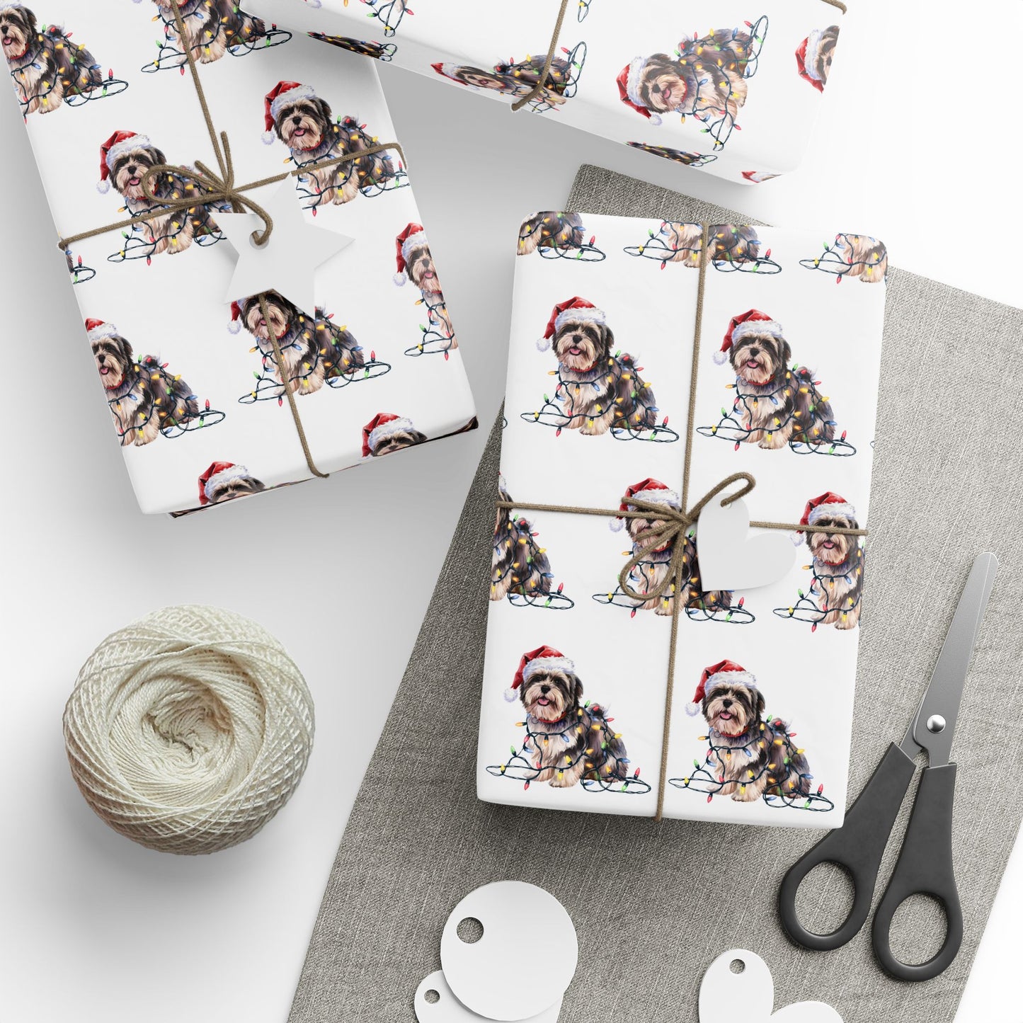 Lhasa Apso Christmas Lights Wrapping Paper