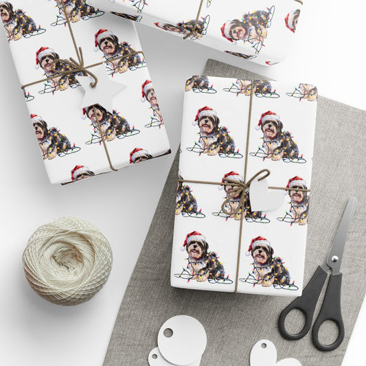 Lhasa Apso Christmas Lights Wrapping Paper
