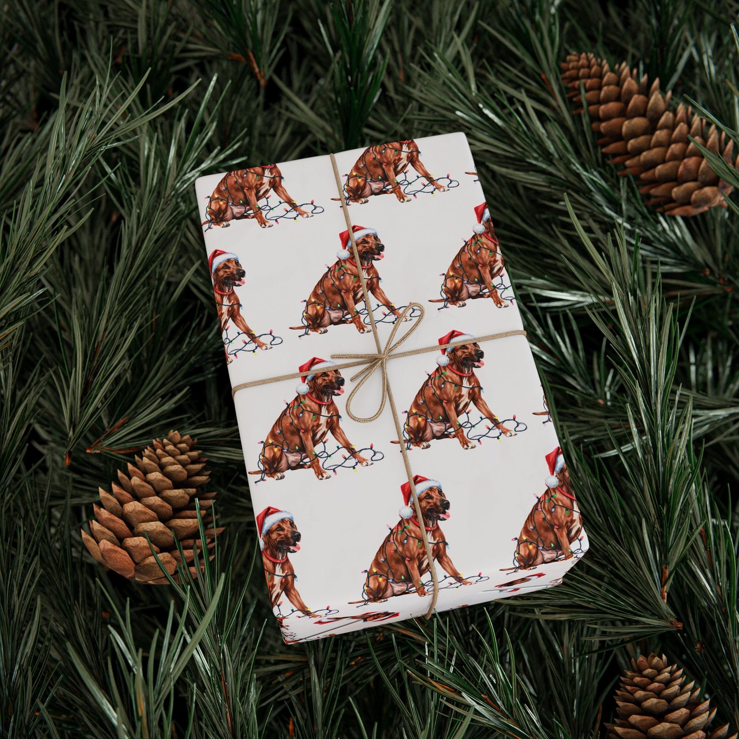 Rhodesian Ridgeback Christmas Lights Wrapping Paper