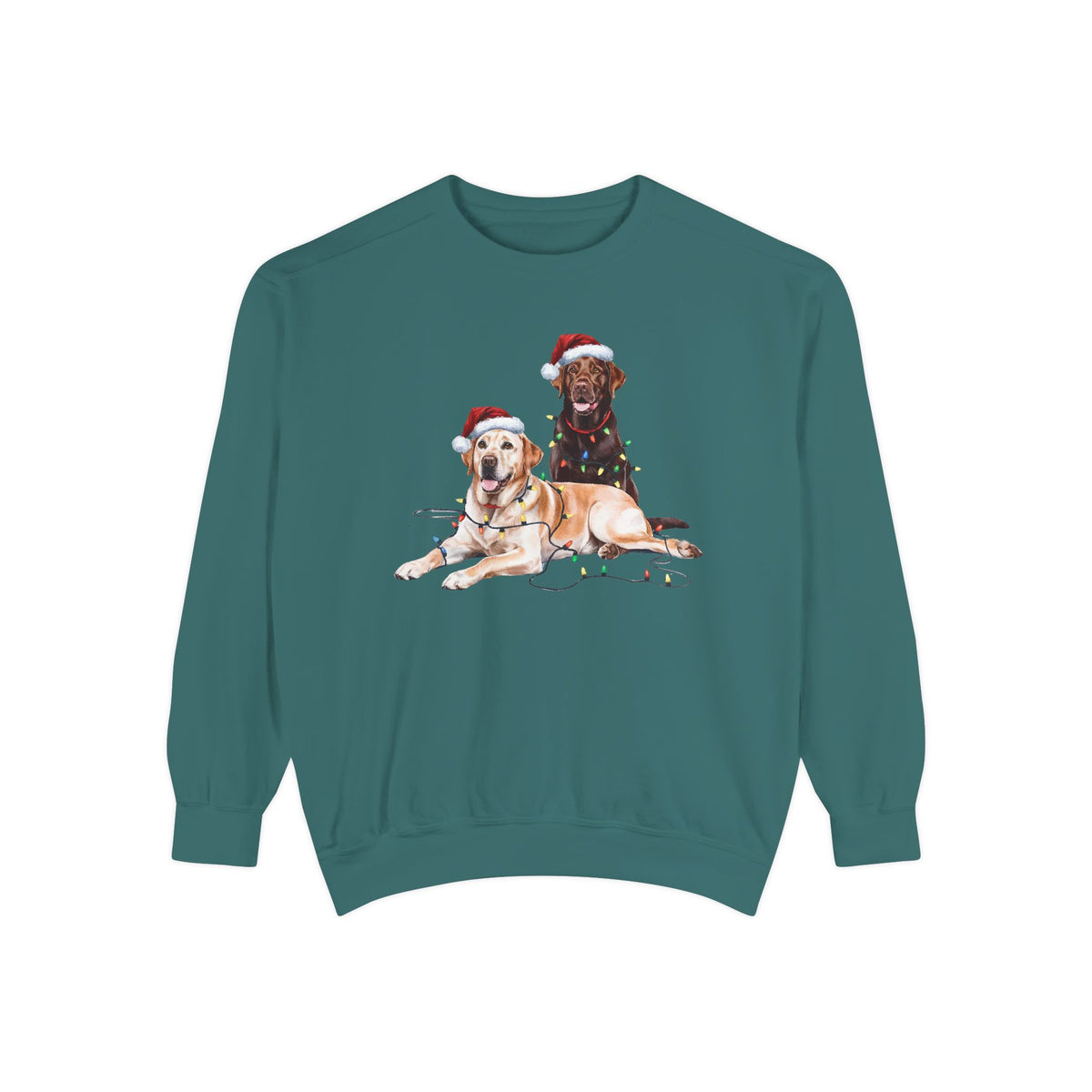 Christmas Chocolate & Yellow Lab Sweatshirt, Christmas Lights Dogs