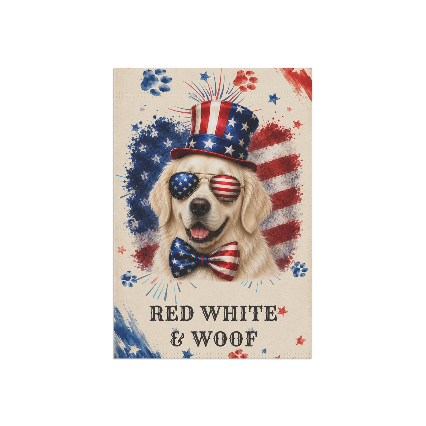 Patriotic English Cream Golden Retriever Garden Flag