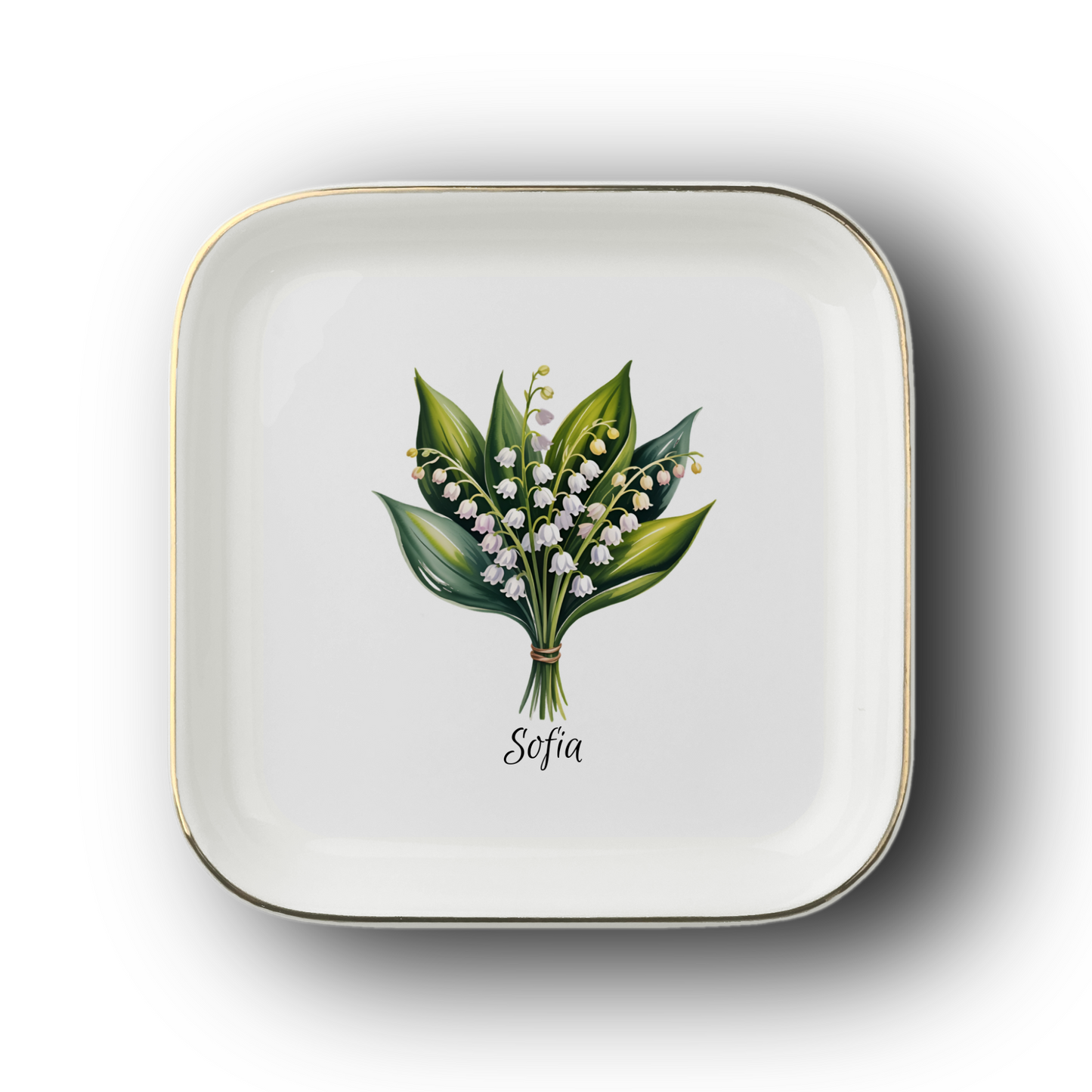 Personalized Birth Flower Jewelry Dish