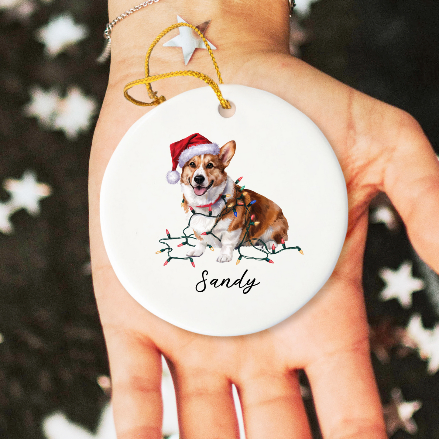 Personalized Corgi Ornament, Ceramic Christmas Tree Decor, Festive Pet Lover Gift