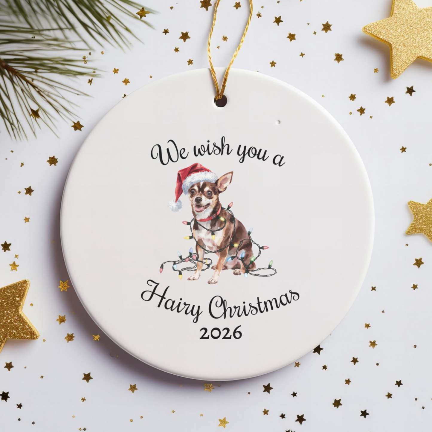 Christmas Chihuahua Ornament, Chihuahua Mom, Christmas Lights Dog Keepsake, Christmas Dog, Gift For Dog Lover, Chihuahua