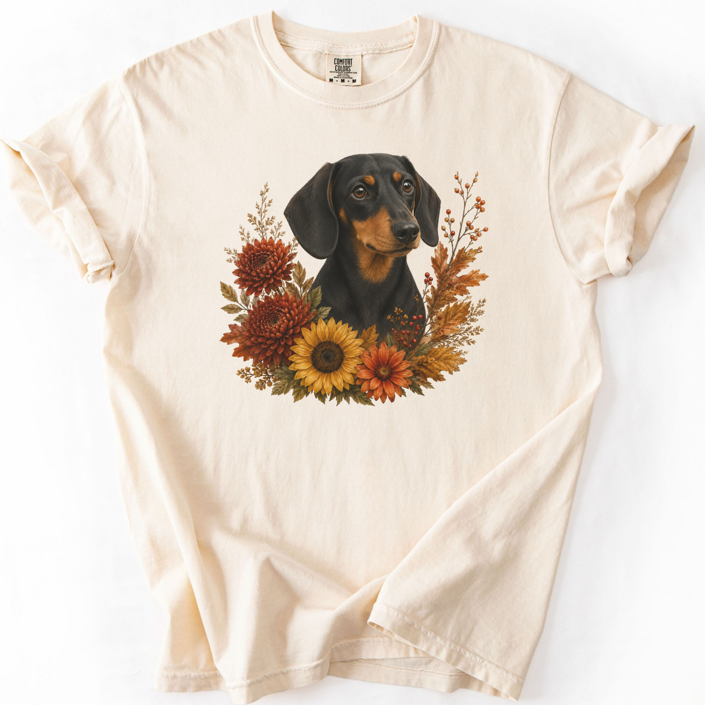 Black and Tan Dachshund Autumn Floral Shirt