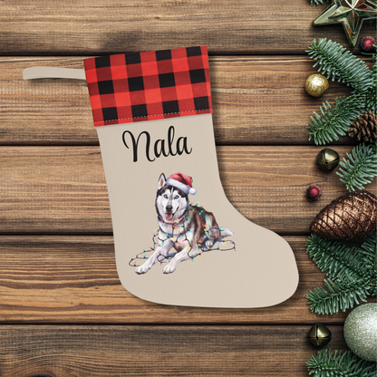 Personalized Siberian Husky Christmas Stocking, Holiday Decor Gift for Pet Lovers
