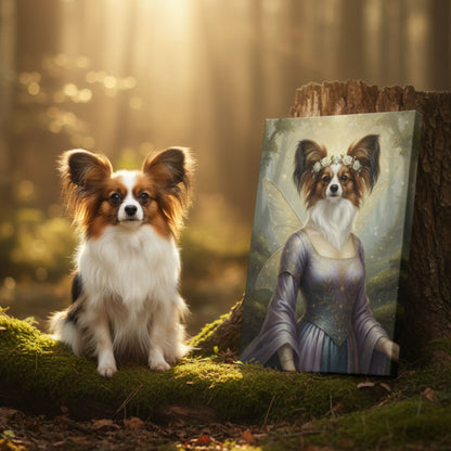 Personalized Dog Fairy Portrait, Custom Fantasy Pet Canvas Art