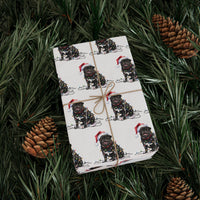 Load image into Gallery viewer, Black Pug Christmas Lights Wrapping Paper
