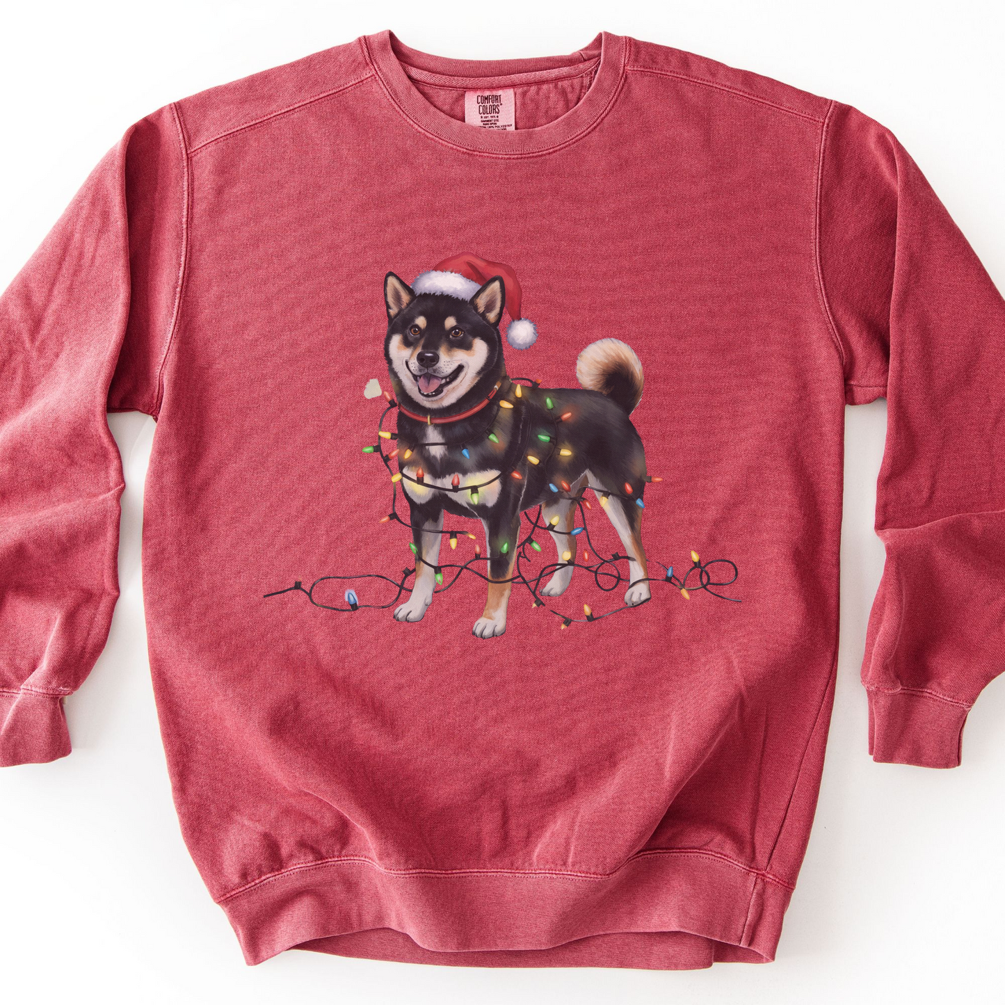 Black Shiba Inu Christmas Lights Sweatshirt, Festive Dog Lover Apparel