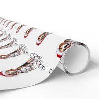 Load image into Gallery viewer, Beagle Christmas Wrapping Paper, Cute Dog Gift Wrap with Santa Hat and Holiday Lights, Perfect for Dog Lovers
