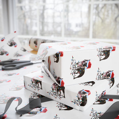 Boston Terrier Christmas Lights Wrapping Paper