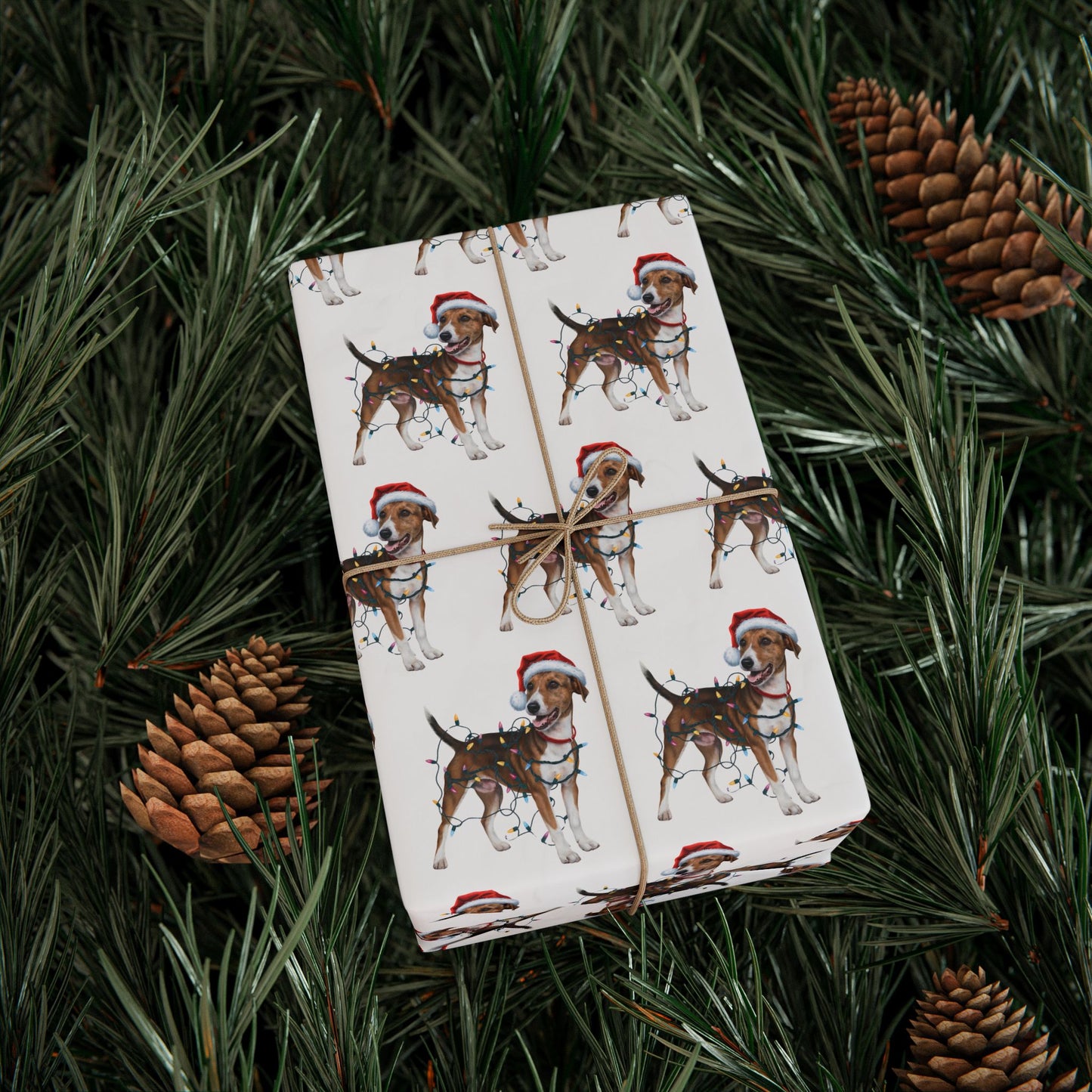 Smooth Fox Terrier Christmas Lights Wrapping Paper