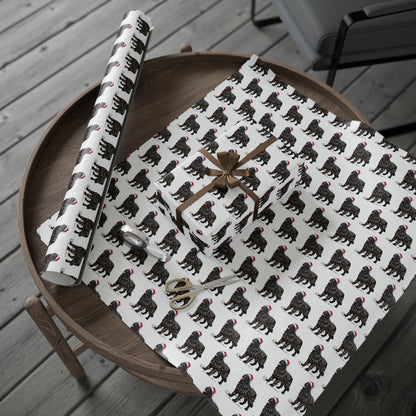 Black Newfoundland Christmas Lights Wrapping Paper