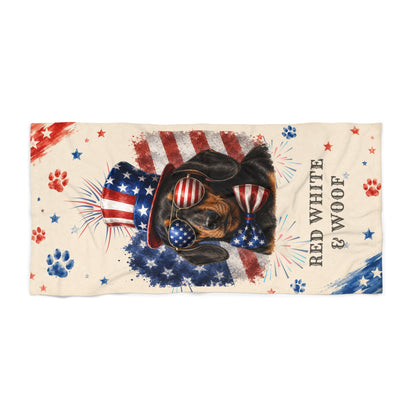 Black Tan Dachshund Patriotic Beach Towel