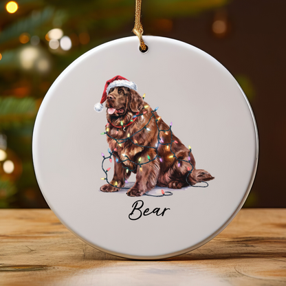 Brown Newfoundland Ornament, Custom Dog Keepsake