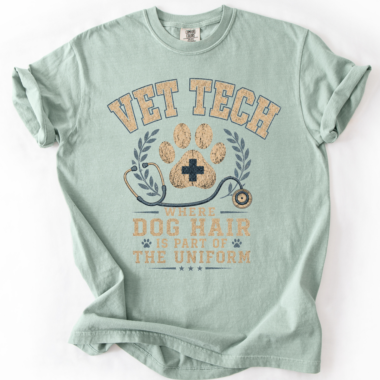 Vet Tech Shirt Dog Hair Uniform Tee Veterinary Technician Gift Vintage Vet Tech Tshirt