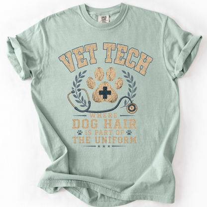 Vet Tech Shirt Dog Hair Uniform Tee Veterinary Technician Gift Vintage Vet Tech Tshirt