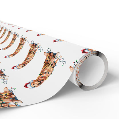 Golden Retriever Christmas Lights Wrapping Paper