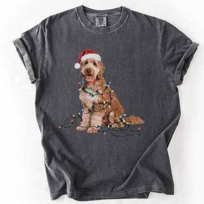 Christmas Goldendoodle Shirt, Christmas Lights Dog Tee, Christmas Dog Tee, Goldendoodle Mom Tshirt, Gift for Dog Lover, Goldendoodle