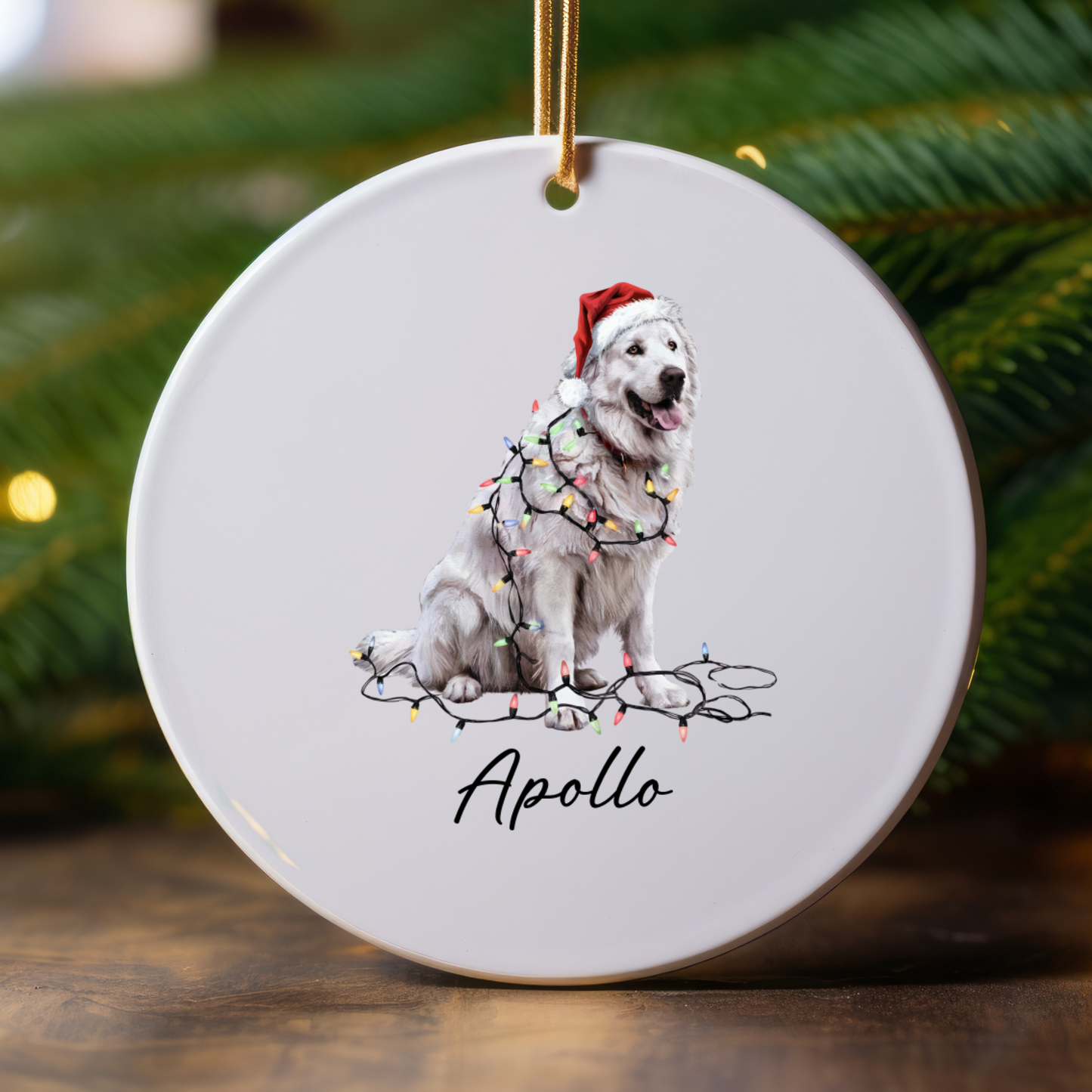 Personalized Pyrenees Ornament, Ceramic Dog Lover Christmas Tree Decor