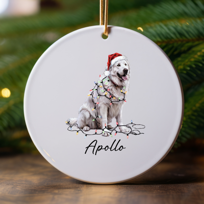 Personalized Pyrenees Ornament, Ceramic Dog Lover Christmas Tree Decor