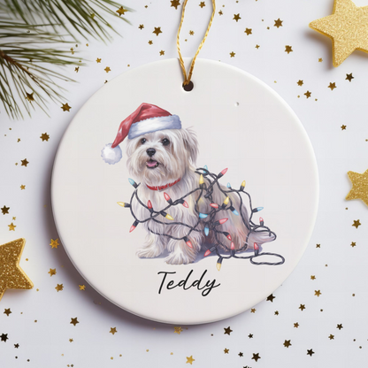 Maltese Christmas Ornament, Personalized Dog Keepsake