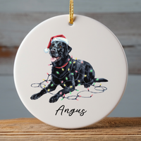 Load image into Gallery viewer, Personalized Black Labrador Christmas Lights Ornament
