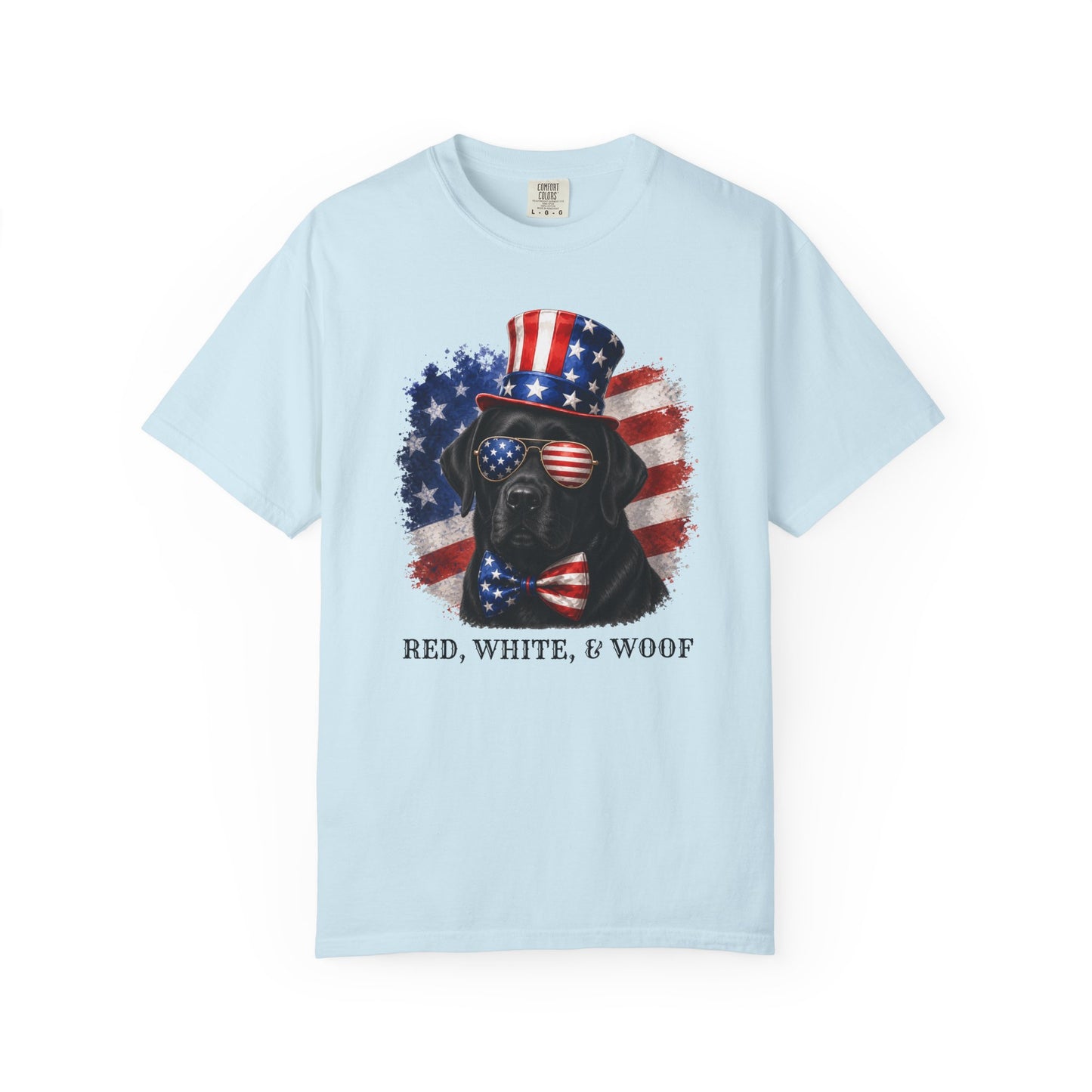 Patriotic Black Lab Red White & Woof Shirt