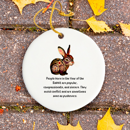 Chinese Zodiac Rabbit Ornament, Year of the Rabbit Horoscope Gift for Lunar New Year