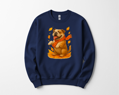 Bulldog Autumn Shirt, Dog Lover Fall Sweater, Cozy Pet Apparel, Cute Dog Seasonal Gift, Bulldog Autumn Wear, Fall Dog Fashion
