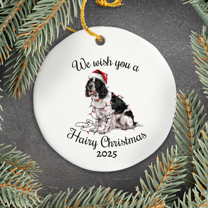 Christmas Black Springer Spaniel Ornament, Christmas Lights Dog Keepsake