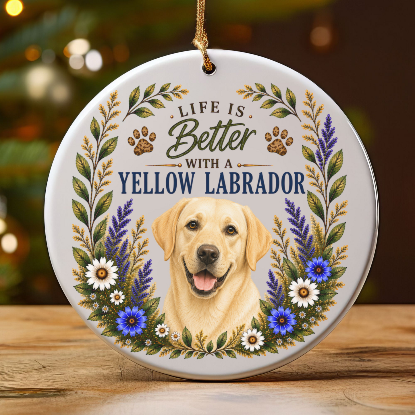 Yellow Lab Ornament - Life Is Better