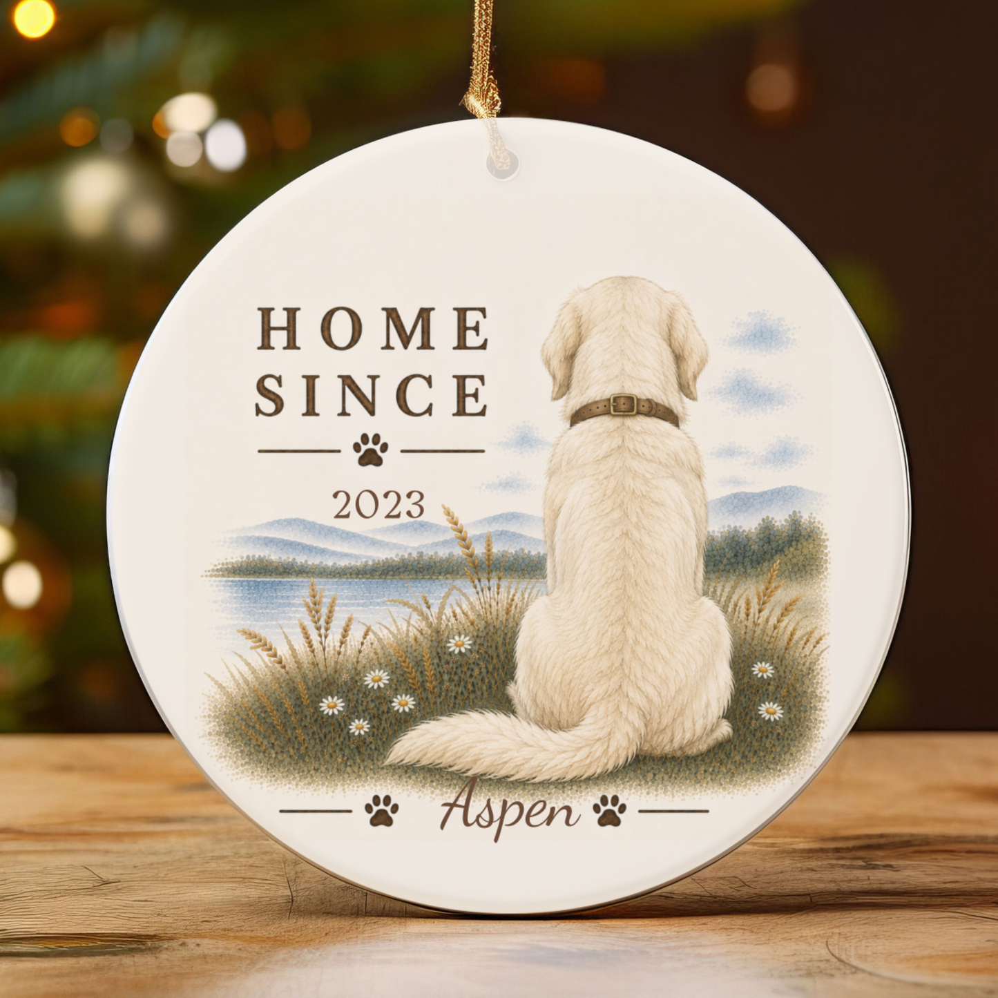Personalized English Cream Golden Retriever Ornament, Double Sided Gotcha Day Gift, Custom Dog Keepsake
