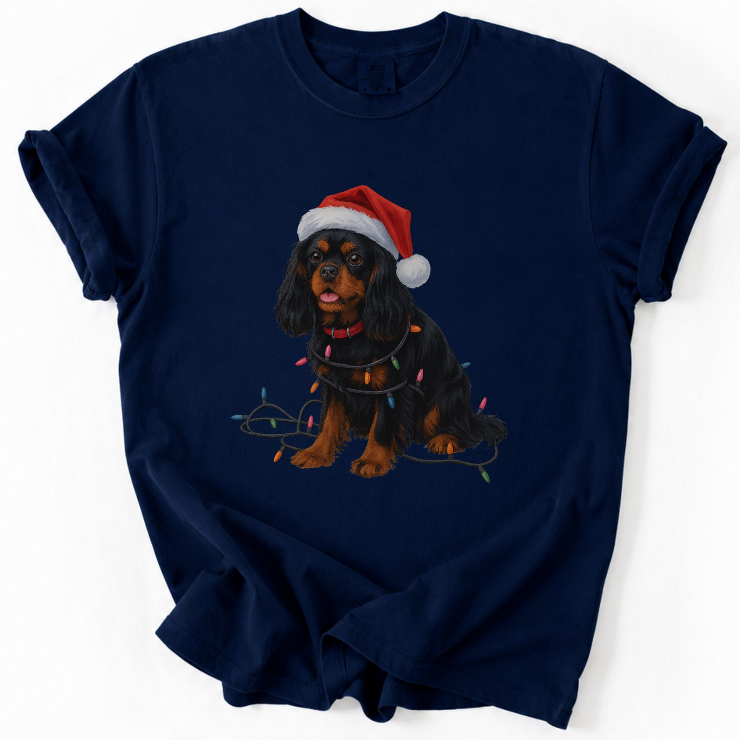 Black and Tan Cavalier King Charles Spaniel Christmas Lights Dog Shirt