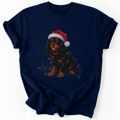 Black and Tan Cavalier King Charles Spaniel Christmas Lights Dog Shirt