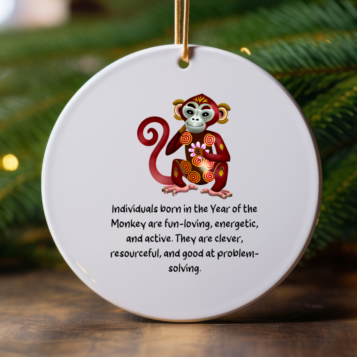 Chinese Zodiac Monkey Ornament, Year of the Monkey Horoscope Gift, Lunar New Year